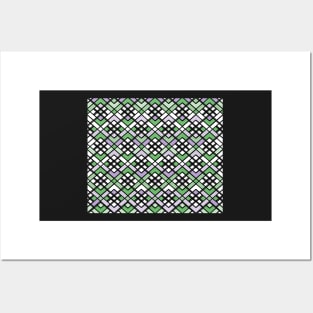 Abstract geometric pattern - green, gray, purple, white and black. Posters and Art